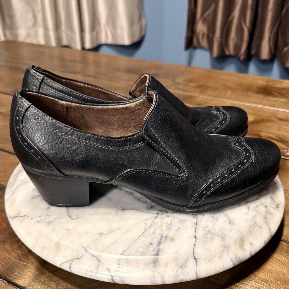 Naturalizer Natural Soul Comfort Slip On Women Black Heel Oxford Sz 8.5 EU 40